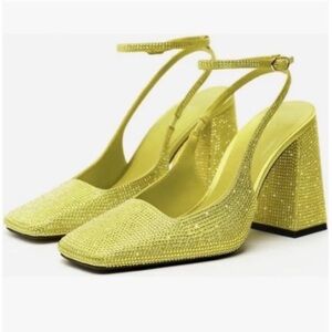 ZARA Yellow Crystal Slingback
Block Heels